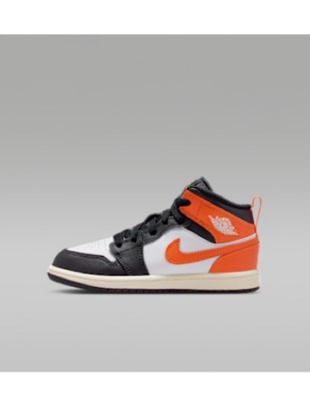 Kids Nike Air Jordan 1 Mid Black, White & Orange Sneakers 12c